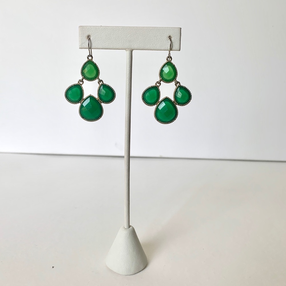 Green statement earring French wire